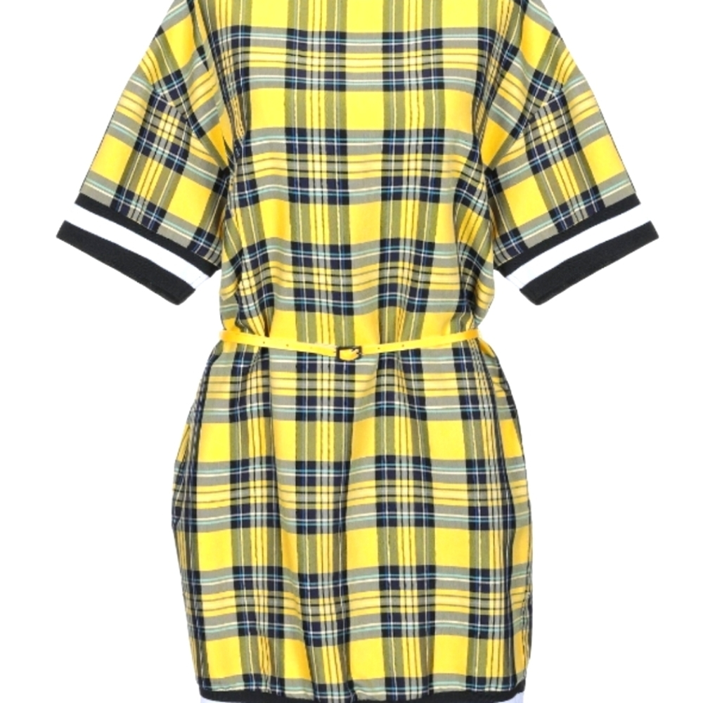 Imperial Fashion Synthetic Short Dress in Yellow Plaid